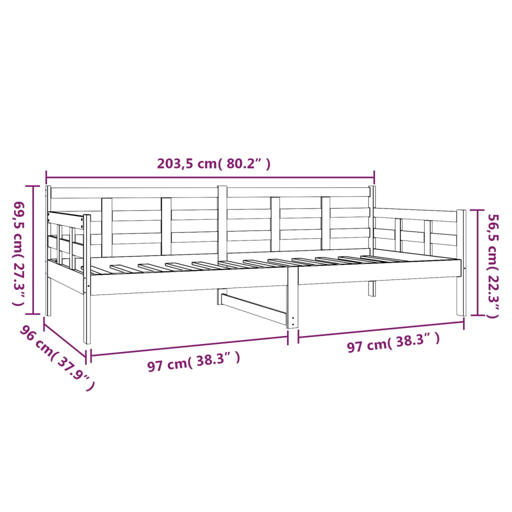 Sofá-cama 90x200 cm madeira de pinho maciça branco