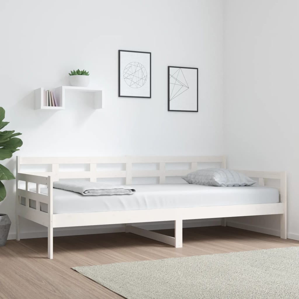 Sofá-cama 90x200 cm madeira de pinho maciça branco