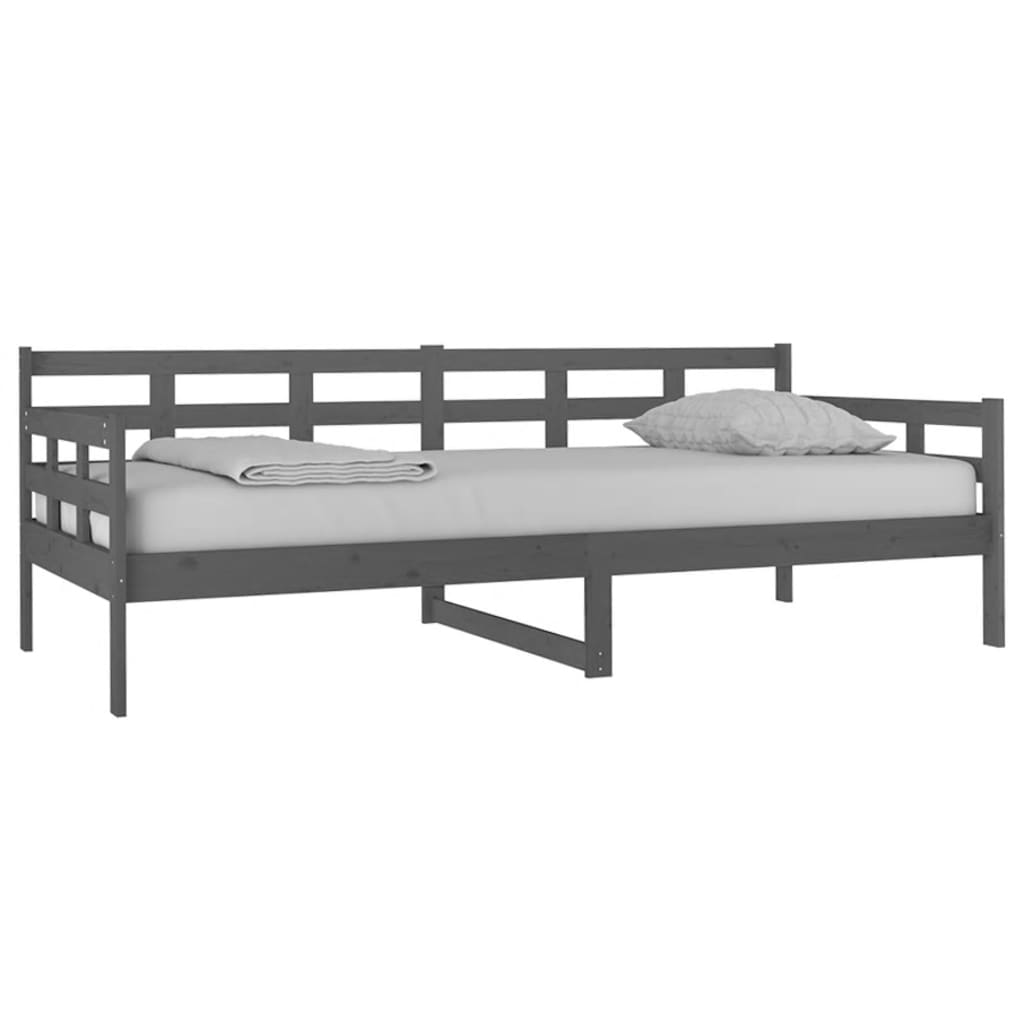 Sofá-cama 90x200 cm madeira de pinho maciça cinzento