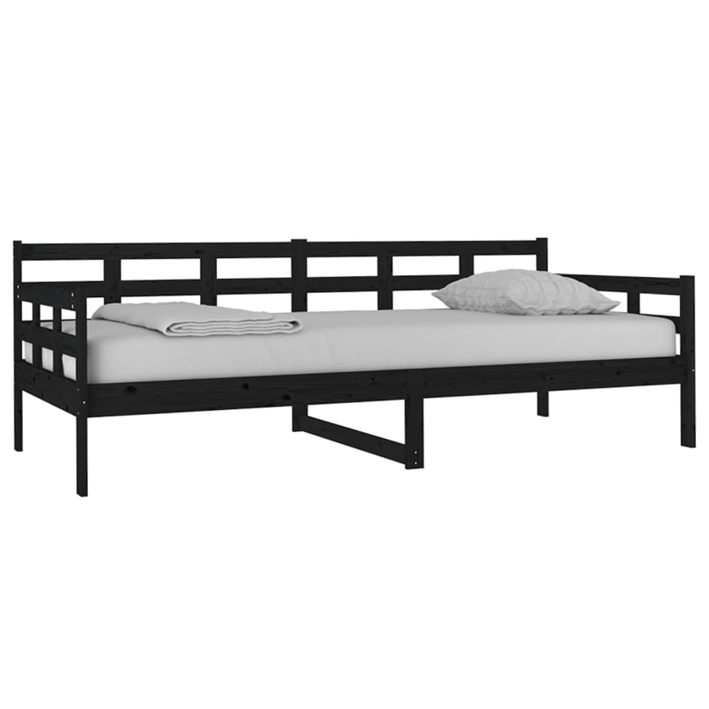 Sofá-cama 90x200 cm madeira de pinho maciça preto