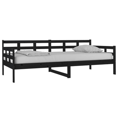 Sofá-cama 90x200 cm madeira de pinho maciça preto