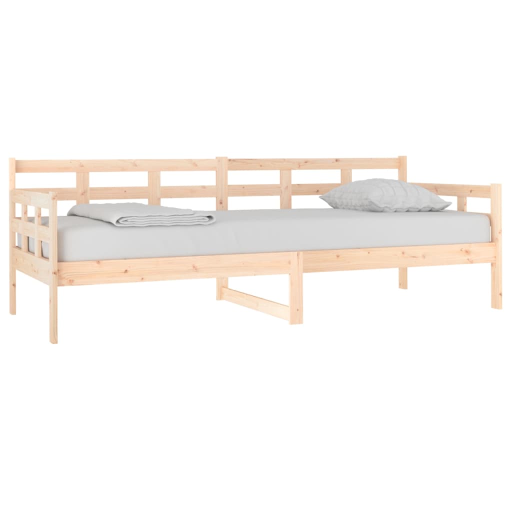 Sofá Cama Natur - Cor Natural - Em Madeira de Pinho - 203,5x86x69,5 cm - Design Rústico