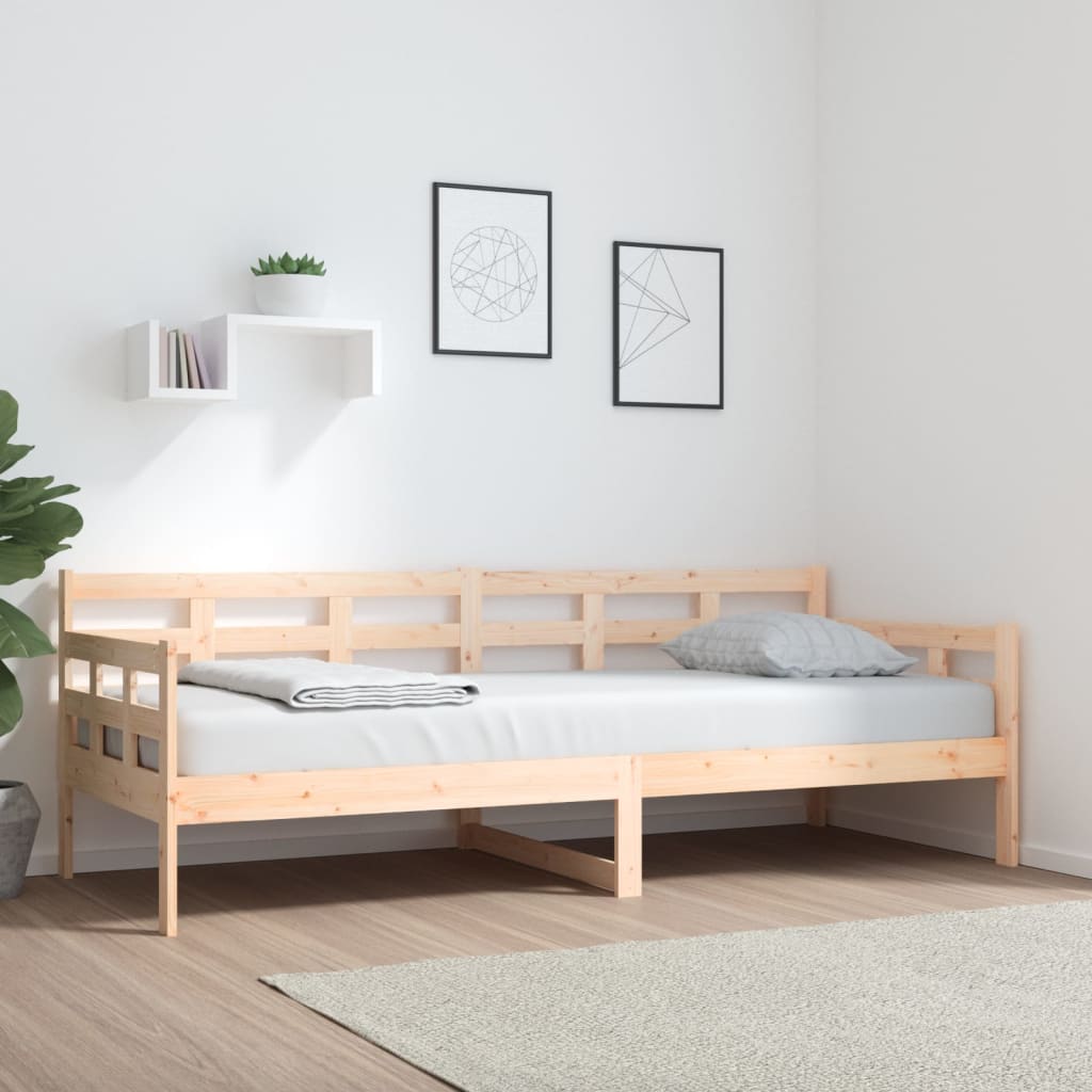 Sofá Cama Natur - Cor Natural - Em Madeira de Pinho - 203,5x86x69,5 cm - Design Rústico