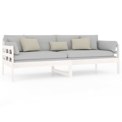 Sofá Cama Natur - Cor Branco - Em Madeira de Pinho - 203,5x86x69,5 cm - Design Rústico