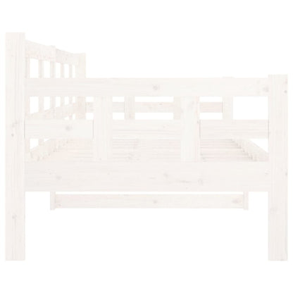 Sofá Cama Natur - Cor Branco - Em Madeira de Pinho - 203,5x86x69,5 cm - Design Rústico