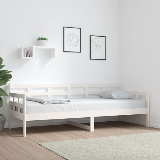 Sofá Cama Natur - Cor Branco - Em Madeira de Pinho - 203,5x86x69,5 cm - Design Rústico