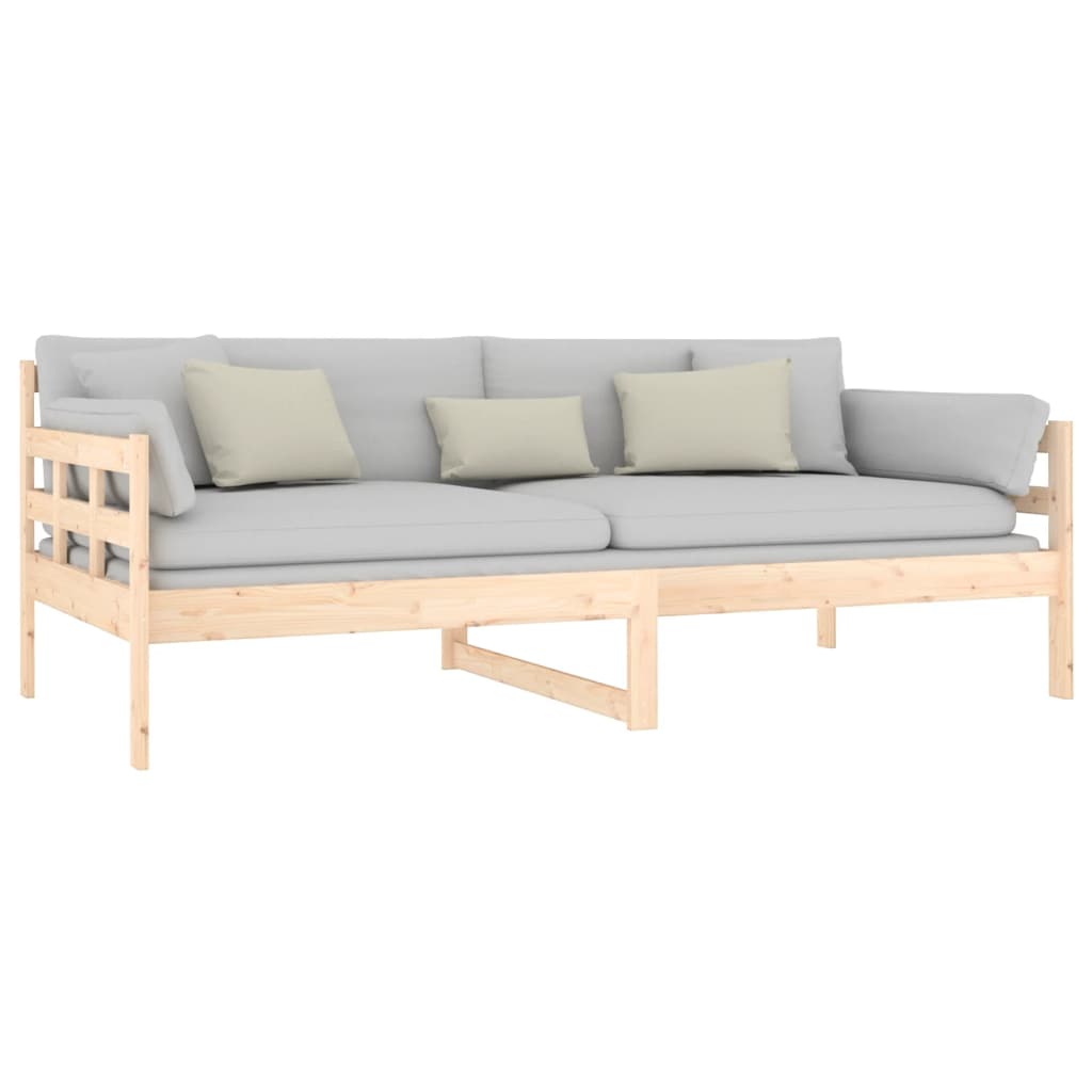 Sofá Cama Natur - Cor Natural - Em Madeira de Pinho - 193,5x96x69,5 cm - Design Rústico