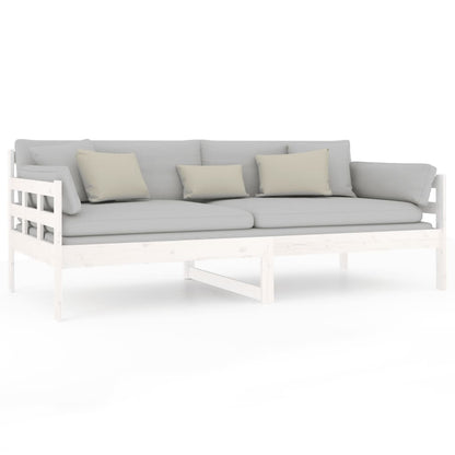 Sofá Cama Natur - Cor Branco - Em Madeira de Pinho - 193,5x96x69,5 cm - Design Rústico