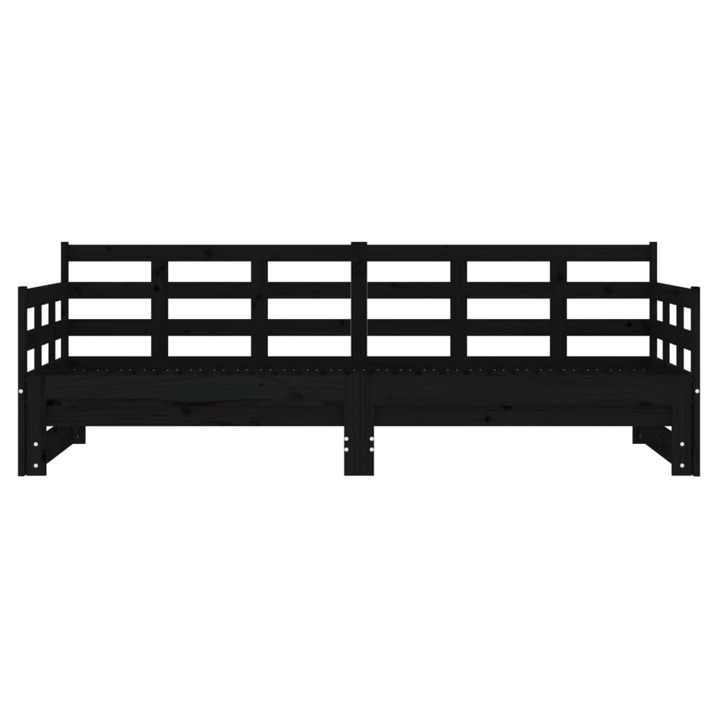 Sofá-cama de puxar pinho maciço preto 2x(80x200) cm