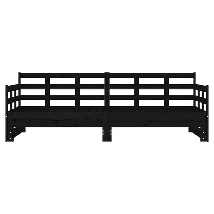 Sofá-cama de puxar pinho maciço preto 2x(80x200) cm