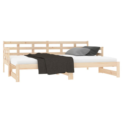 Sofá-cama de puxar pinho maciço 2x(90x190) cm