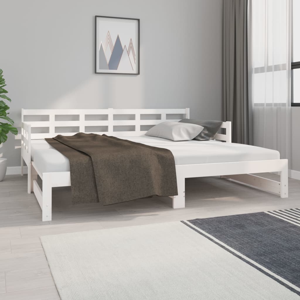 Estrutura sofá-cama de puxar pinho maciço branco 2x(90x190) cm