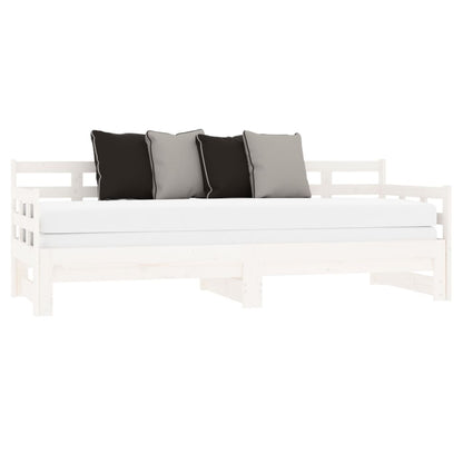 Estrutura sofá-cama de puxar pinho maciço branco 2x(90x190) cm