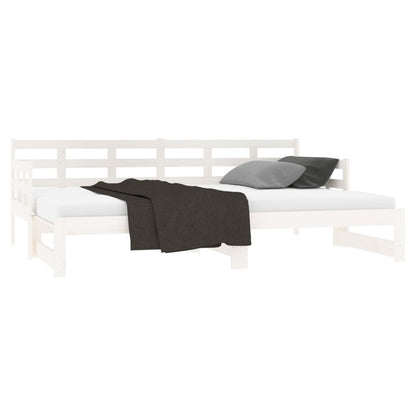 Estrutura sofá-cama de puxar pinho maciço branco 2x(90x190) cm