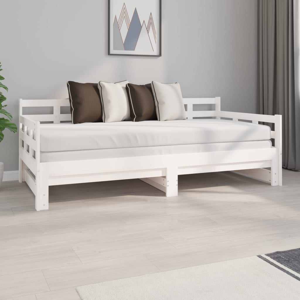 Estrutura sofá-cama de puxar pinho maciço branco 2x(90x190) cm