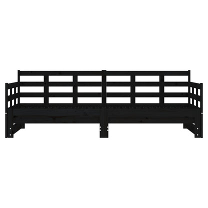 Estrutura sofá-cama de puxar pinho maciço preto 2x(90x190) cm