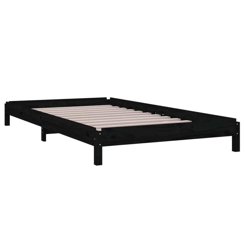 Cama empilhável 90 x 200 cm madeira de pinho maciça preto