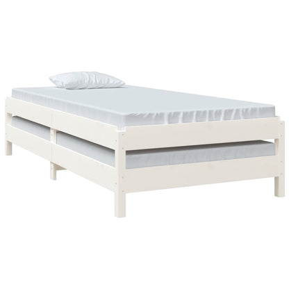 Cama empilhável 90x190 cm madeira de pinho maciça branco