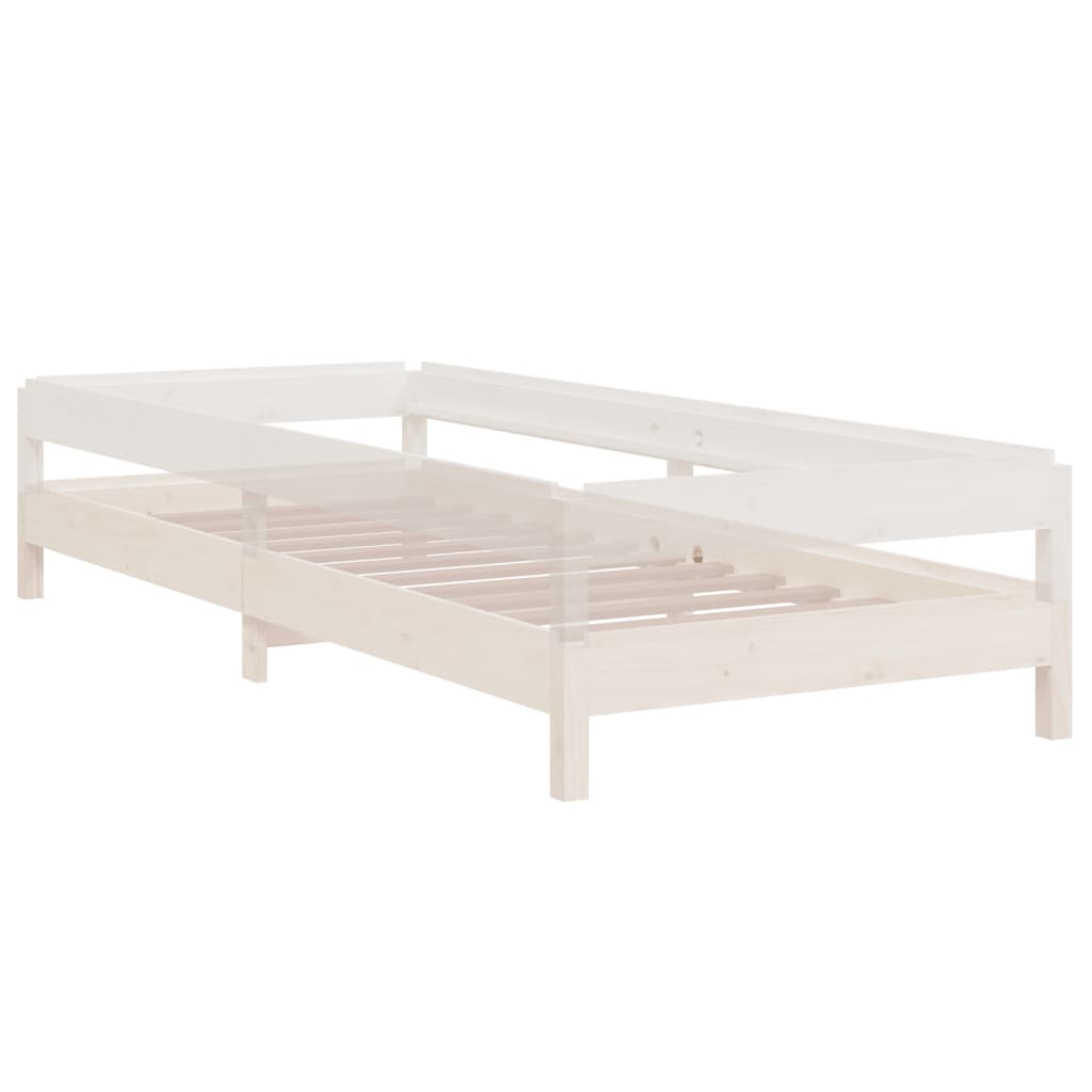 Cama empilhável 90x190 cm madeira de pinho maciça branco