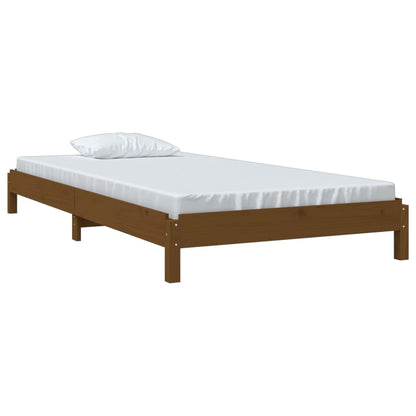 Cama empilhável 90x190 cm madeira de pinho maciça castanho mel