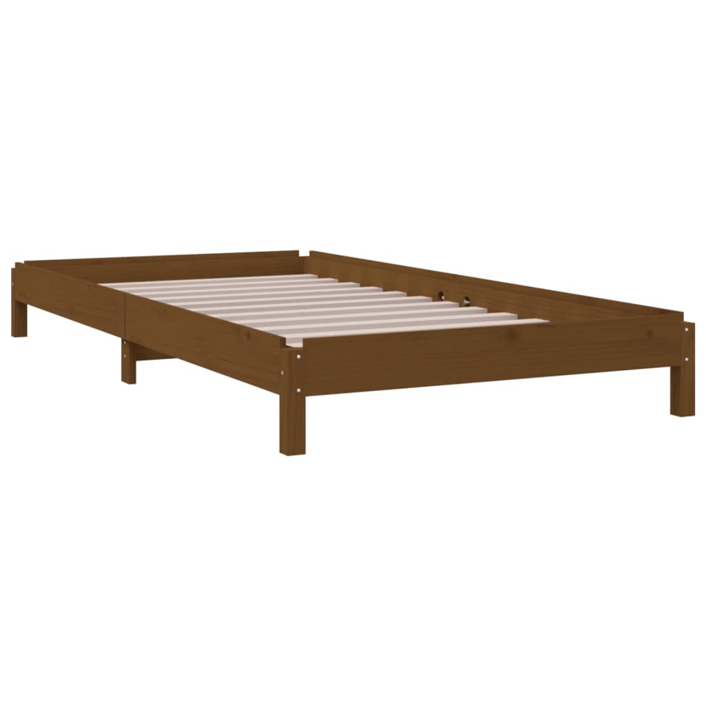 Cama empilhável 90x190 cm madeira de pinho maciça castanho mel