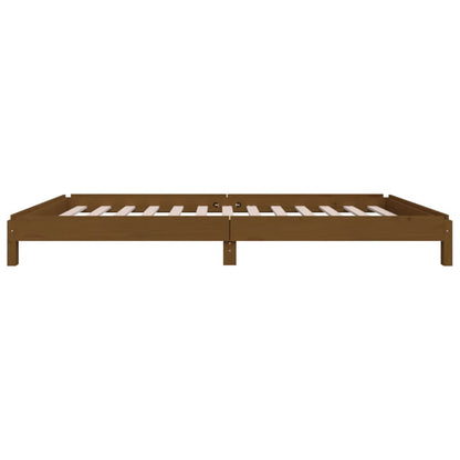 Cama empilhável 90x190 cm madeira de pinho maciça castanho mel