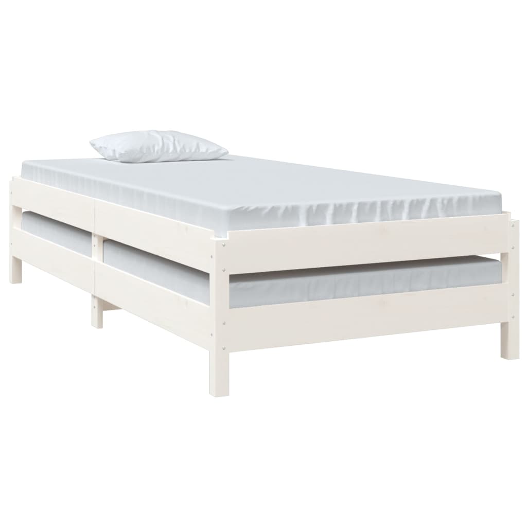 Cama empilhável 75x190 cm madeira de pinho maciça branco