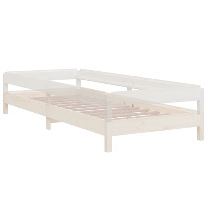 Cama empilhável 75x190 cm madeira de pinho maciça branco