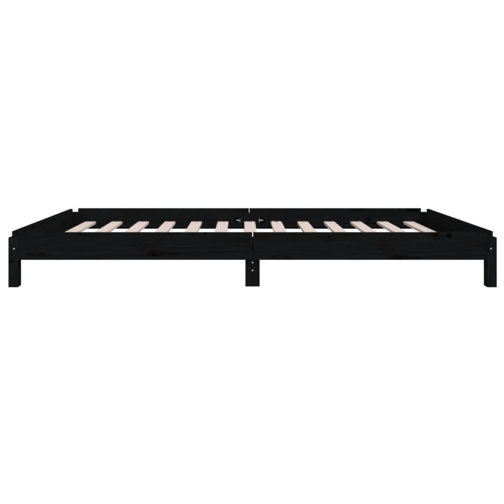 Cama empilhável 75x190 cm madeira de pinho maciça preto