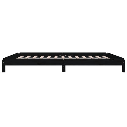 Cama empilhável 75x190 cm madeira de pinho maciça preto