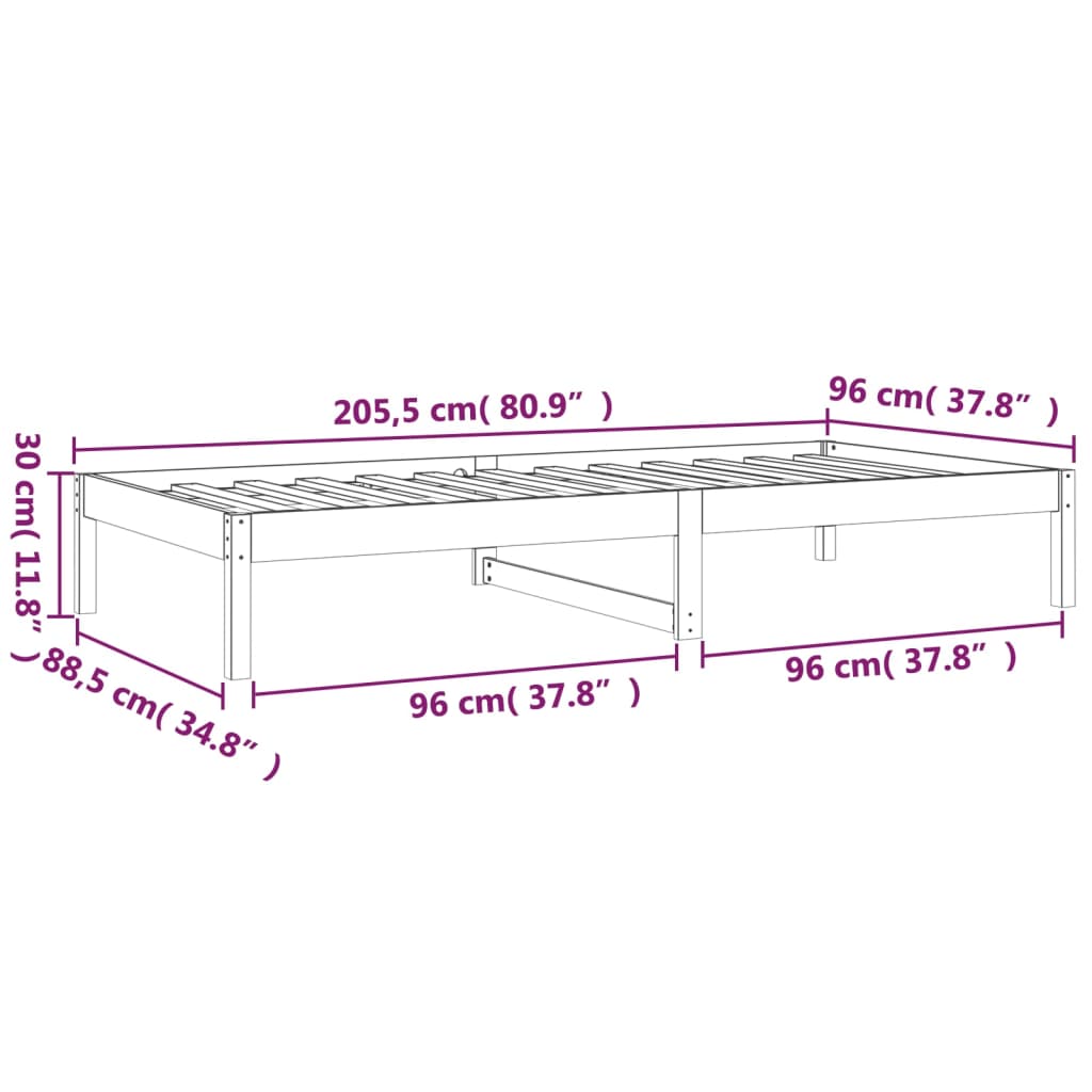 Sofá-cama 90 x 200 cm madeira de pinho maciça branco