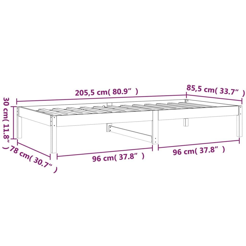 Sofá-cama 80x200 cm madeira de pinho maciça branco