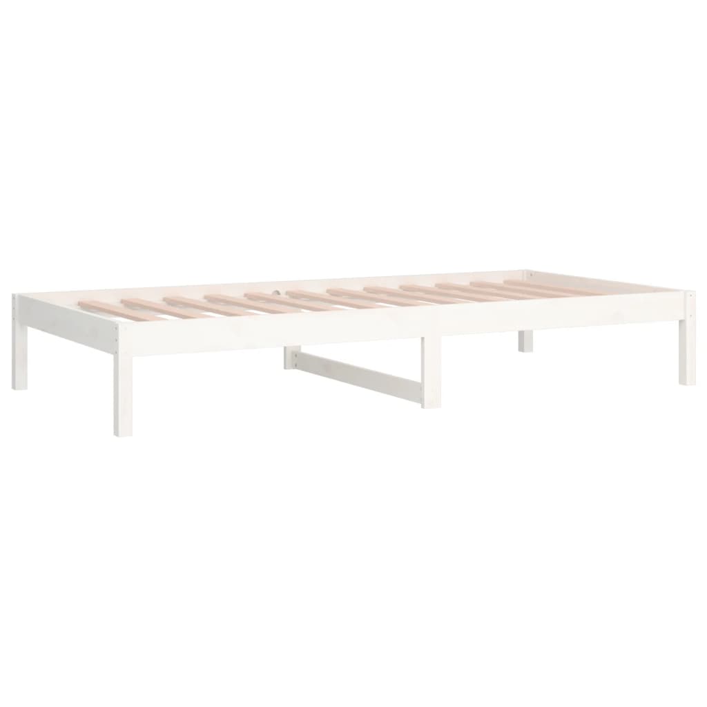 Sofá-cama de solteiro 90x190 cm madeira de pinho maciça branco