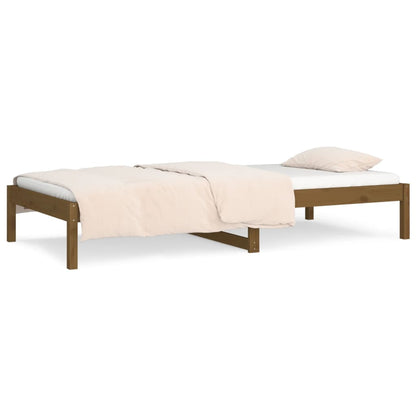 Sofá-cama de solteiro 90x190 cm pinho maciço castanho mel