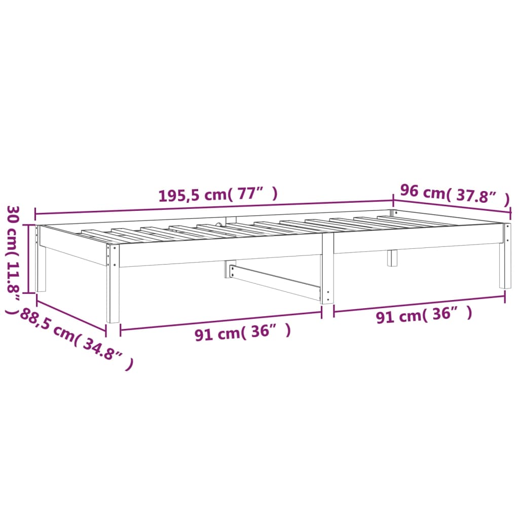 Sofá-cama de solteiro 90x190 cm pinho maciço castanho mel