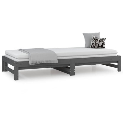 Sofá-cama de puxar 2x(90x200) cm pinho maciço cinza