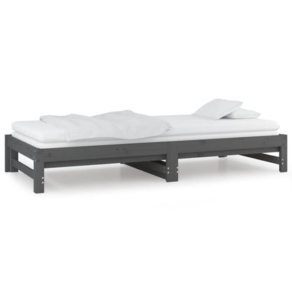 Sofá-cama de puxar 2x(90x200) cm pinho maciço cinza