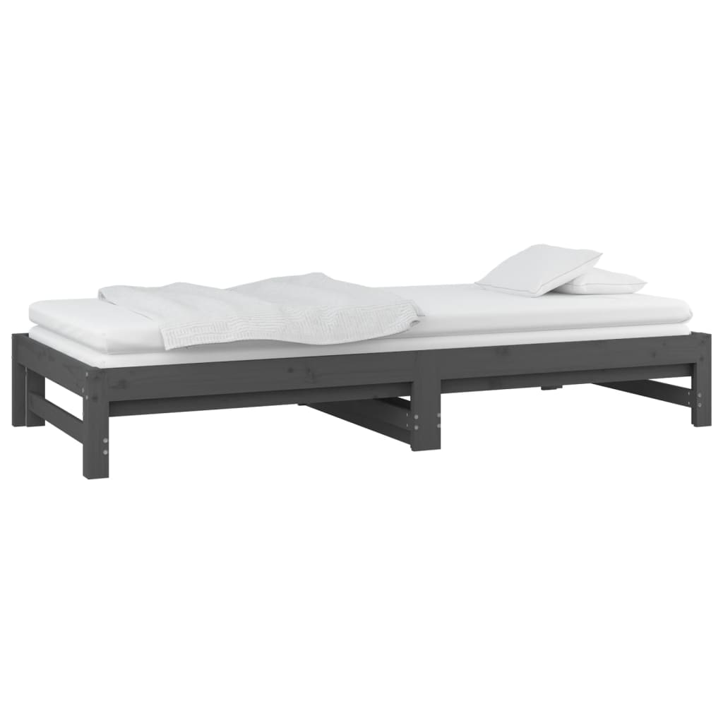 Sofá-cama de puxar 2x(90x200) cm pinho maciço cinza