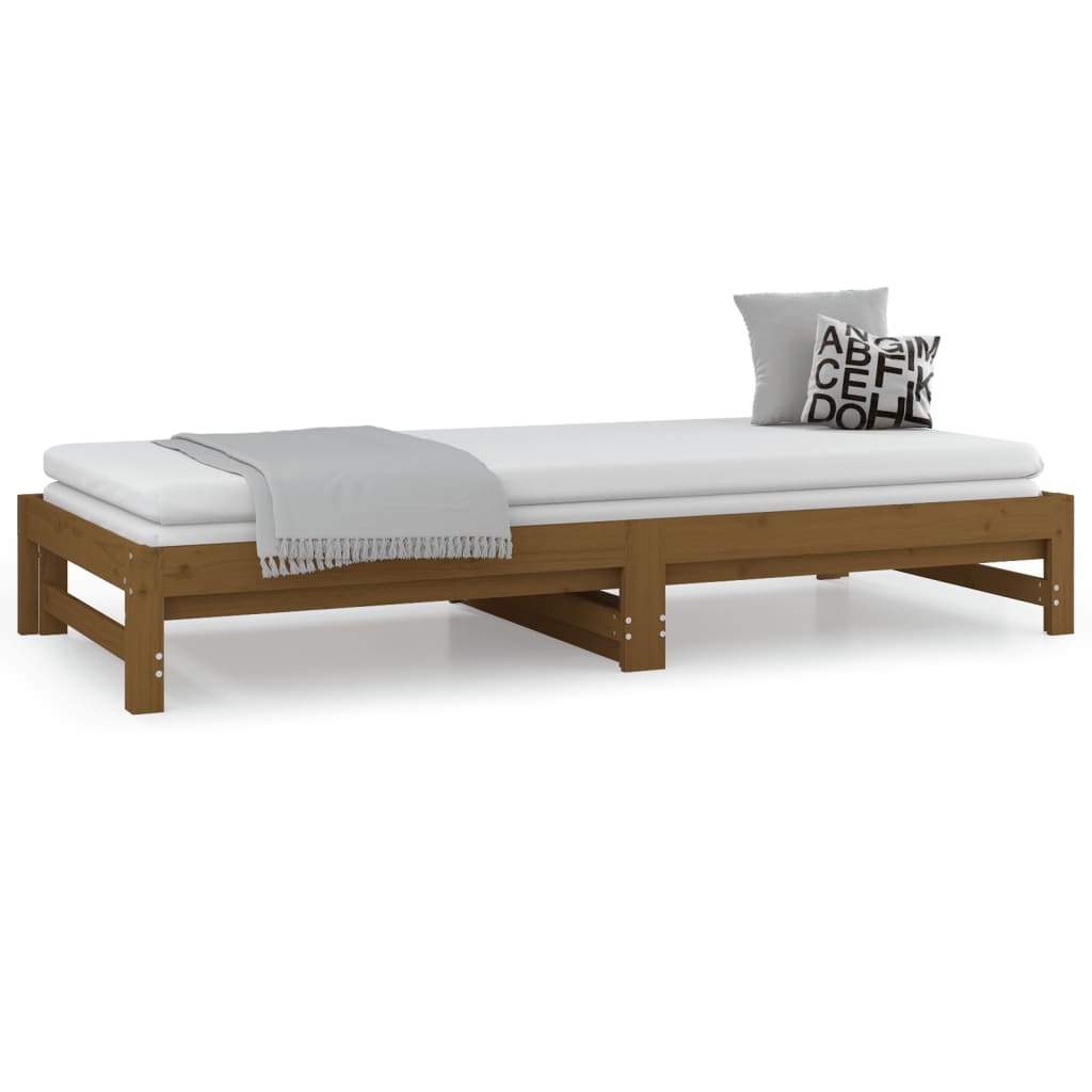 Estrutura sofá-cama de puxar 2x(90x200) cm pinho castanho-mel