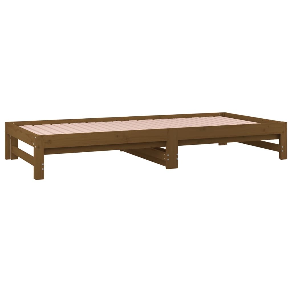 Estrutura sofá-cama de puxar 2x(90x200) cm pinho castanho-mel