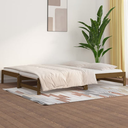 Estrutura sofá-cama de puxar 2x(90x200) cm pinho castanho-mel