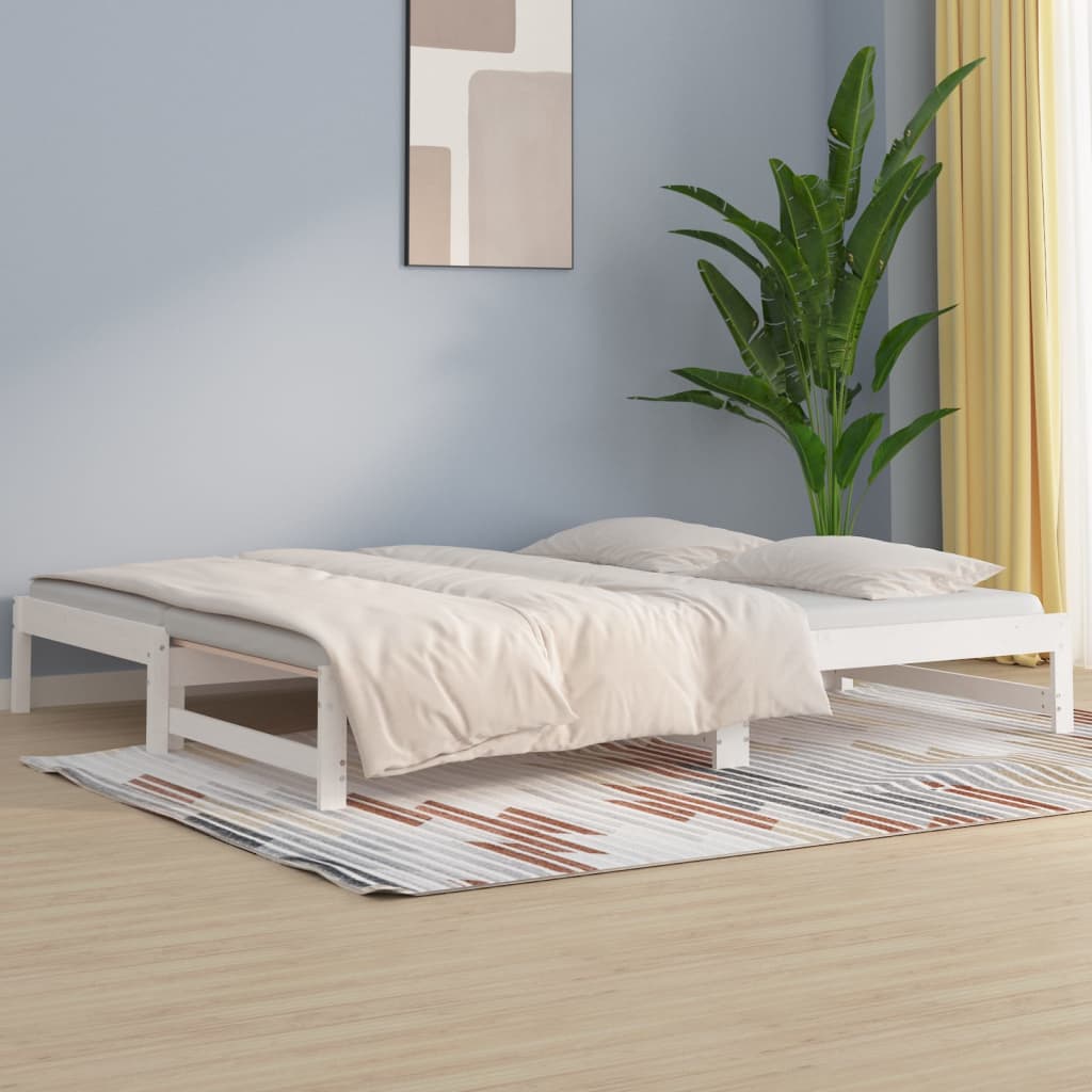 Sofá-cama de puxar 2x(80x200) cm pinho maciço branco