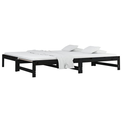 Sofá-cama de puxar 2x(80x200) cm pinho maciço preto