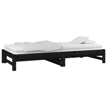 Sofá-cama de puxar 2x(80x200) cm pinho maciço preto