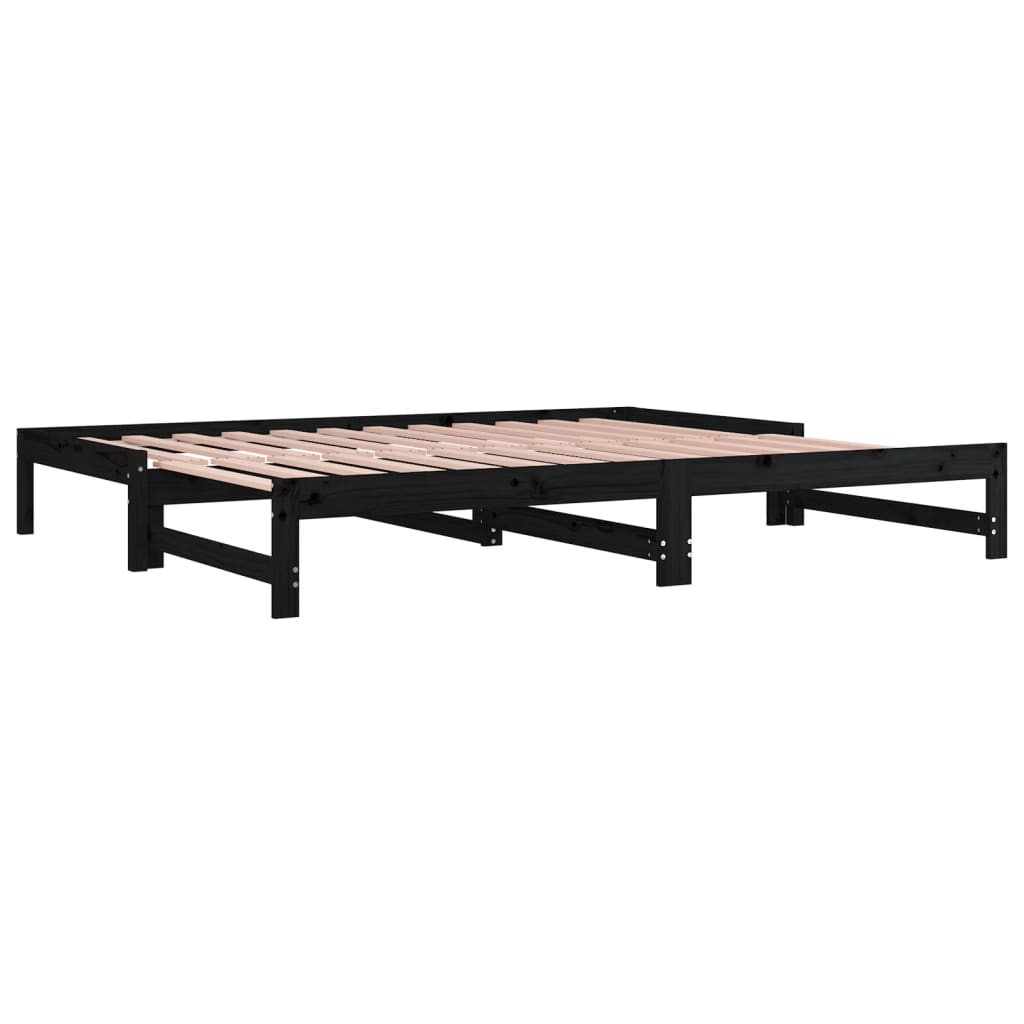 Sofá-cama de puxar 2x(80x200) cm pinho maciço preto