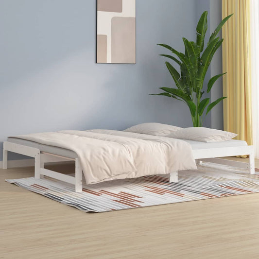 Estrutura sofá-cama de puxar 2x(90x190) cm pinho maciço branco