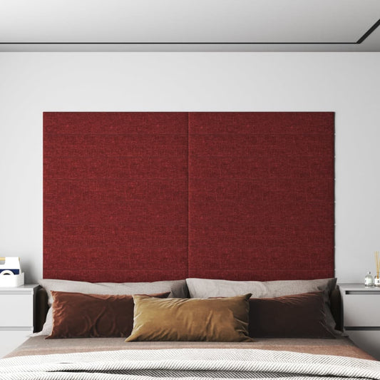 Painel de parede 12 pcs 90x15 cm tecido 1,62 m² vermelho tinto