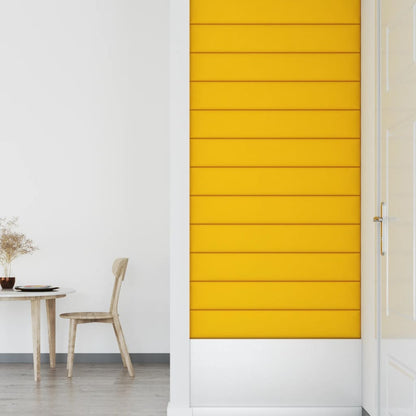 Painel de parede 12 pcs 90x15 cm veludo 1,62 m² amarelo