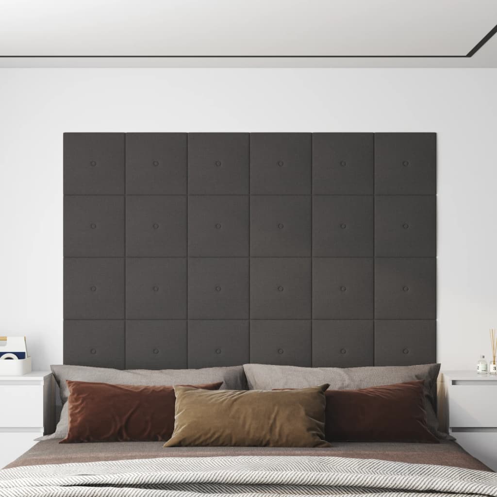 Painel de parede 12 pcs 30x30cm tecido 1,08 m² cor cinza-escuro