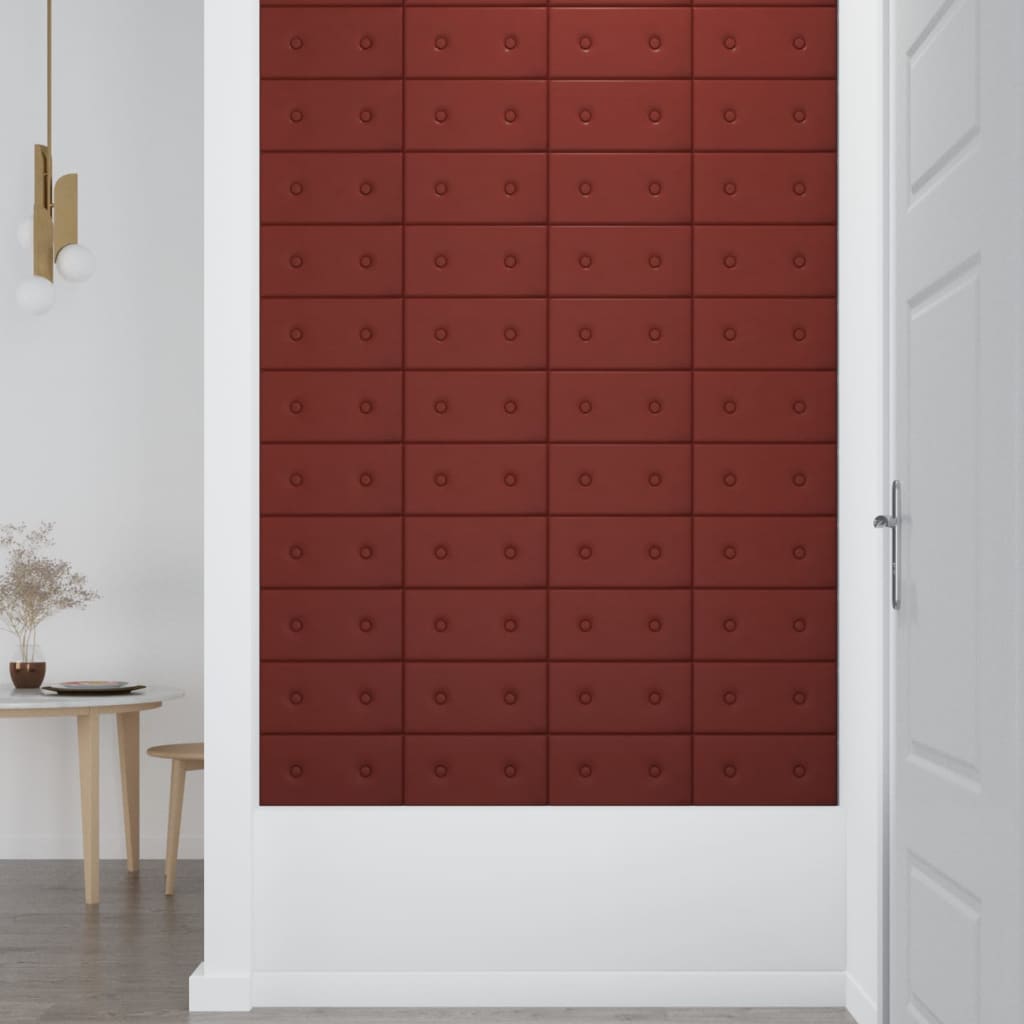 Painel parede 12 pcs 30x15 cm couro art. 0,54 m² vermelho tinto